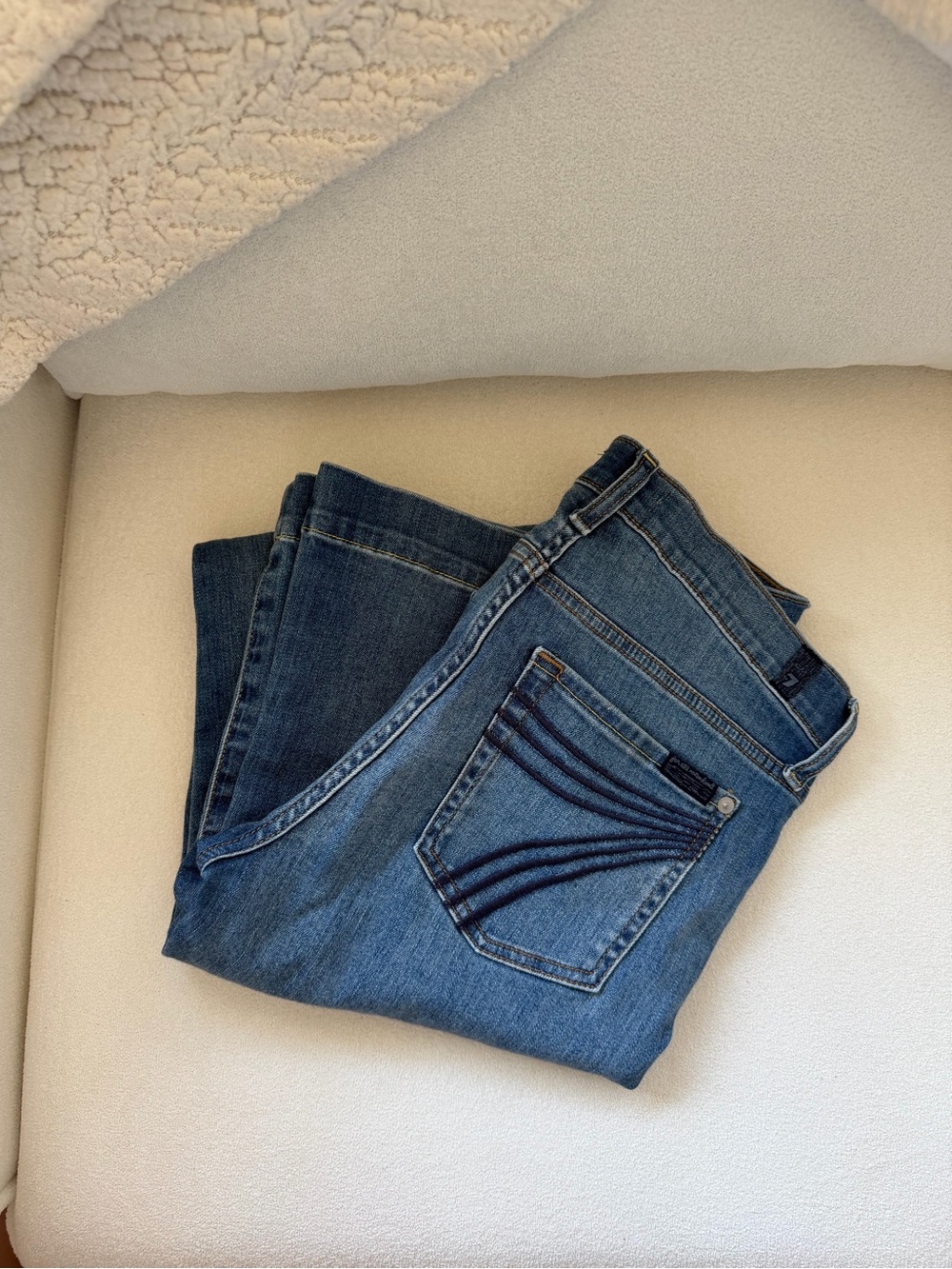 7 For All Mankind Straight Leg Jeans - Medium Blue